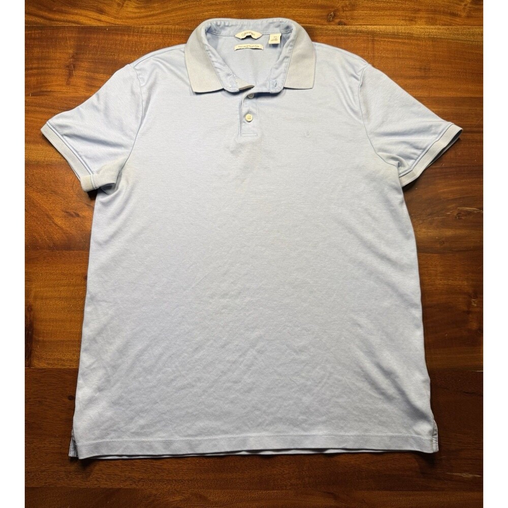 Calvin Klein The Liquid Touch Polo Shirt Mens Medium M Light Blue 100% Cotton